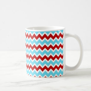 Cool Trendy Blauwgroen Turquoise Red Chevron Zigza Koffiemok