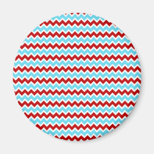 Cool Trendy Blauwgroen Turquoise Red Chevron Zigza Magneet