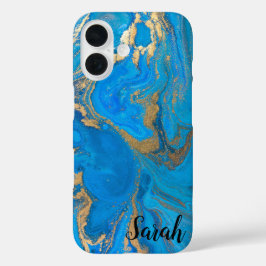 Cool Trendy Blue Marble Hoesje-Mate iPhone Case