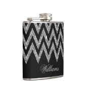Cool trendy chevron zigzag Silver faux glitter Heupfles (Rechts)