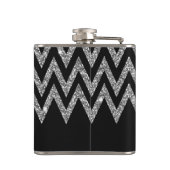 Cool trendy chevron zigzag Silver faux glitter Heupfles (Achterkant)