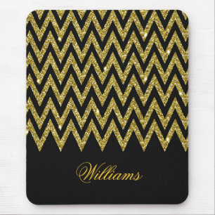 Cool trendy chevron zigzaggoufaux glitter muismat
