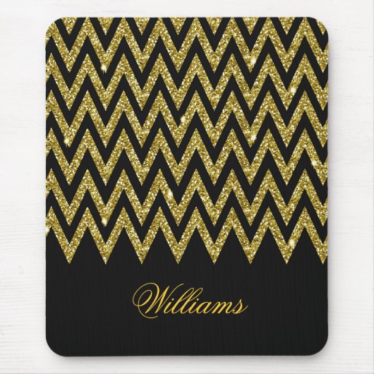 Cool trendy chevron zigzaggoufaux glitter muismat (Voorkant)