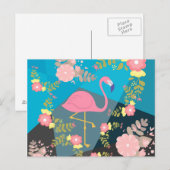 Cool Trendy Cous Cute Pink Girly Floral Flamingo Briefkaart (Voorkant / Achterkant)