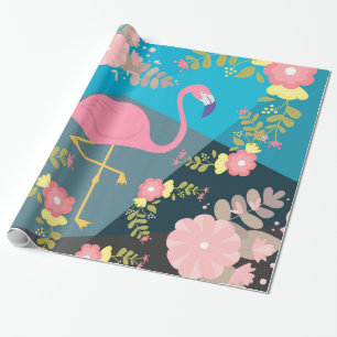 Cool Trendy Cous Cute Pink Girly Floral Flamingo Cadeaupapier