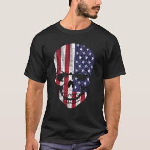Cool trendy gedesoriëerde Amerikaanse vlag schedel T-shirt