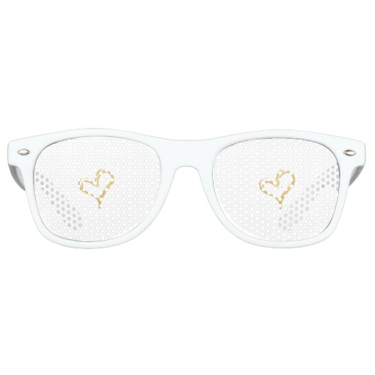 Cool Trendy Gold Glitter Heart Retro Zonnebril (Voorkant)