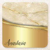 Cool Trendy Gold Marble Vierkante Kartonnen Onderzetter (Voorkant)