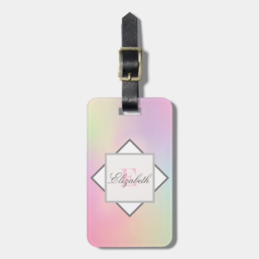 Cool Trendy Holographic Monogram Bagagelabel (Voorkant verticaal)