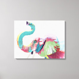 Cool Trendy Kleurrijke Olifant Canvas Afdruk