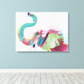 Cool Trendy Kleurrijke Olifant Canvas Afdruk (Insitu (Houten vloer))