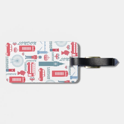 Cool trendy  London illustraties patroon Bagagelabel (Achterkant horizontaal)