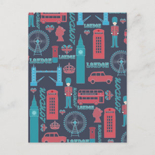 Cool trendy  London illustraties patroon Briefkaart