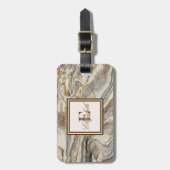 Cool Trendy Marble Texture, Monogram-Personalized Bagagelabel (Voorkant verticaal)