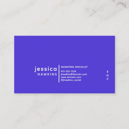 Cool Trendy Modern Elektrisch Blauw & Hot Pink Visitekaartje (Voorkant)