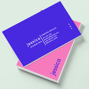 Cool Trendy Modern Elektrisch Blauw & Hot Pink Visitekaartje
