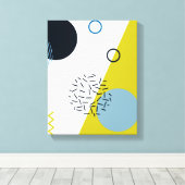 Cool, trendy, modern, Memphis groen blauw geometri Canvas Afdruk (Insitu (Houten vloer))