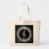 Cool Trendy Music Treble Clef Glitter Sparkles Grote Tote Bag (Voorkant)