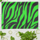 Cool Trendy Neon Lime Green Zebra Stripes Pattern Theedoek (Gevouwen)