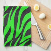 Cool Trendy Neon Lime Green Zebra Stripes Pattern Theedoek (Quarter Fold)