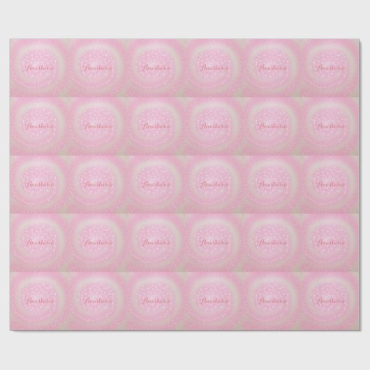Cool Trendy Pink Sparkly whit jouw naam Cadeaupapier (Vlak)