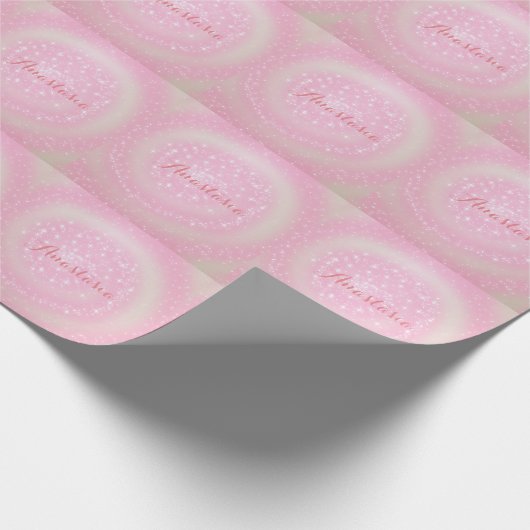 Cool Trendy Pink Sparkly whit jouw naam Cadeaupapier (Hoek)