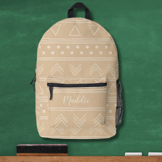 Cool Trendy Tan Mudcloth Monogram Naam Bedrukte Rugzak