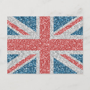 Cool trendy U.K. Union Jack vlag faux glitter Briefkaart