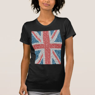 Cool trendy U.K. Union Jack vlag faux glitter T-shirt