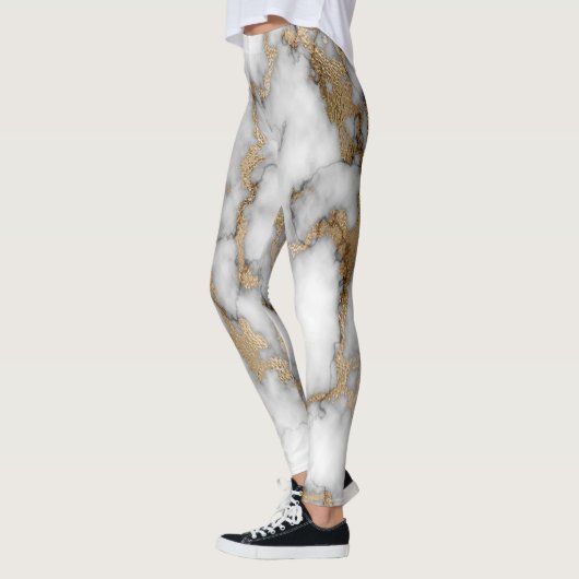 Cool Trendy White Gold Marble Pattern Leggings (Links)