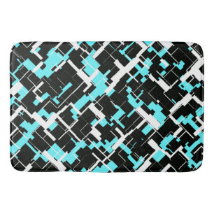 Cool trendy zwart wit blauw patroon badmat