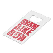 Cool triathlon ontwerp kredietkaart flessenopener (Achterkant Gekanteld)