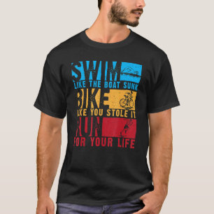 Cool Triathlon voor mannen Swim Bike run Race T-shirt