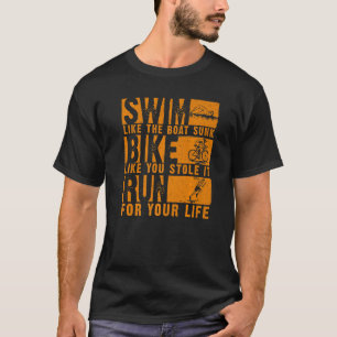 Cool Triathlon voor mannen vrouwen Boat Swim Bike  T-shirt