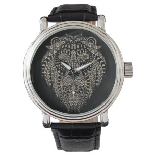 Cool Tribal Metallic Leeuwenkop Zwart Horloge