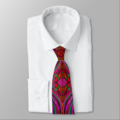 Cool Trippy Magenta, Red en Green Wavy Pattern Stropdas (Gebonden)