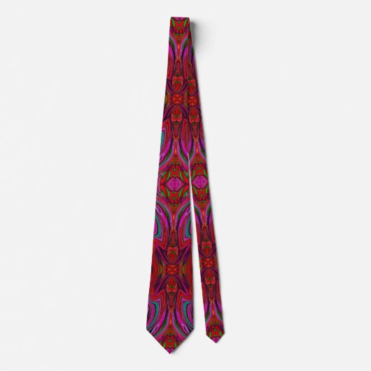 Cool Trippy Magenta, Red en Green Wavy Pattern Stropdas (Voorkant)