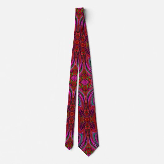 Cool Trippy Magenta, Red en Green Wavy Pattern Stropdas (Achterkant)