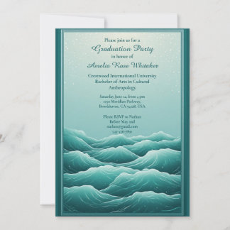 Cool Tropical Beach Waves Seaside Graduation Party Kaart