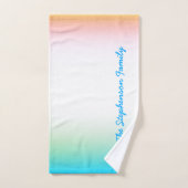COOL TROPICAL Bleu Blanc Dégradé avec texte bleu (Serviette à main)