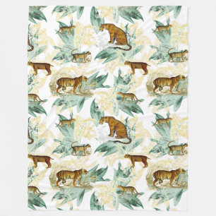 Cool Tropical Safari Wild Cats Tiger Leopard Fleece Deken
