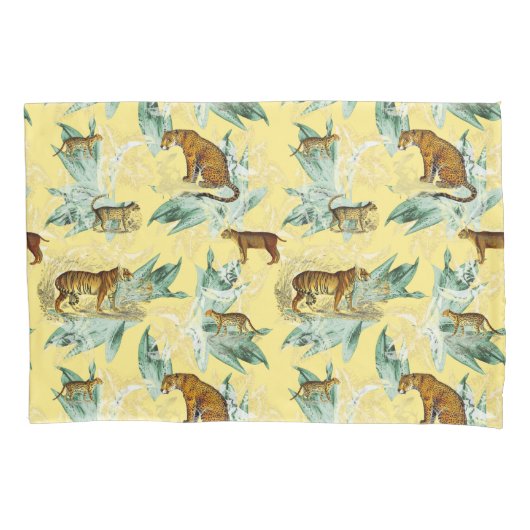 Cool Tropical Safari Wild Cats Tiger Yellow Kussensloop (Voorkant-Links)