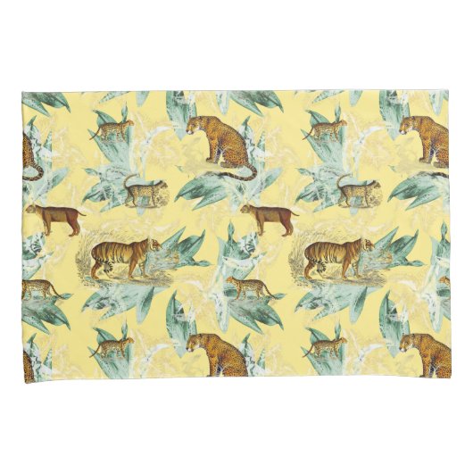 Cool Tropical Safari Wild Cats Tiger Yellow Kussensloop (Voorkant-Rechts)