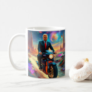 Cool Trump rijdende Motorfiets op Alien Planet MAG Koffiemok