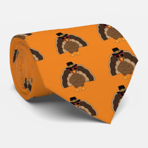 Cool Turkije Thanksgiving leuk oranje patroon Stropdas