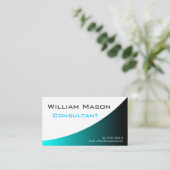Cool Turqouise White Curved, Professional Business Visitekaartje (Staand voorkant)