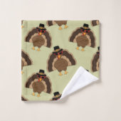 Cool Turquie Thanksgiving fun brun vert motif (Gant de toilette)