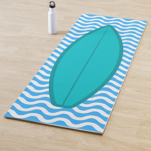 Cool Turquoise Blue Waves Surfing Yoga Mat (In situ)