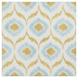 Cool turquoise en goudikat tribale patroon stof