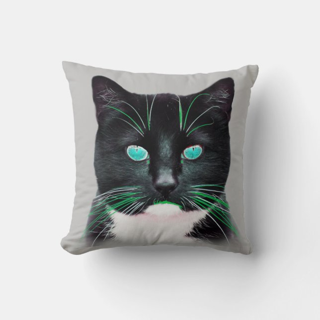 Cool Turquoise Eyed Cat Double Sided Kussen (Voorkant)